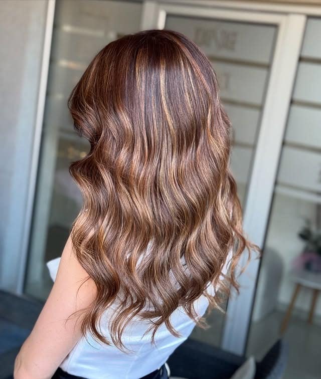 12. Golden Hazelnut Waves - Brown Hair Color