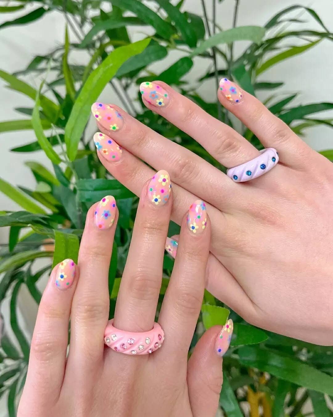5. Confetti Pastel Periwinkle Florals - periwinkle nail ideas