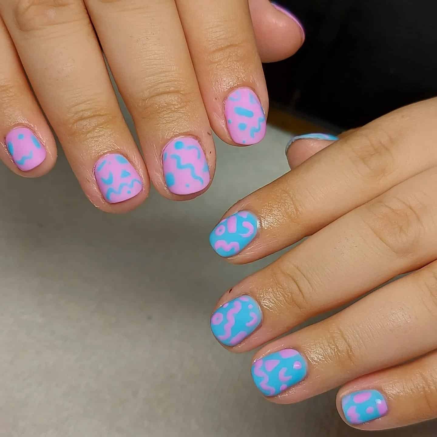 12. Abstract Matte Periwinkle Pop Art - periwinkle nail ideas