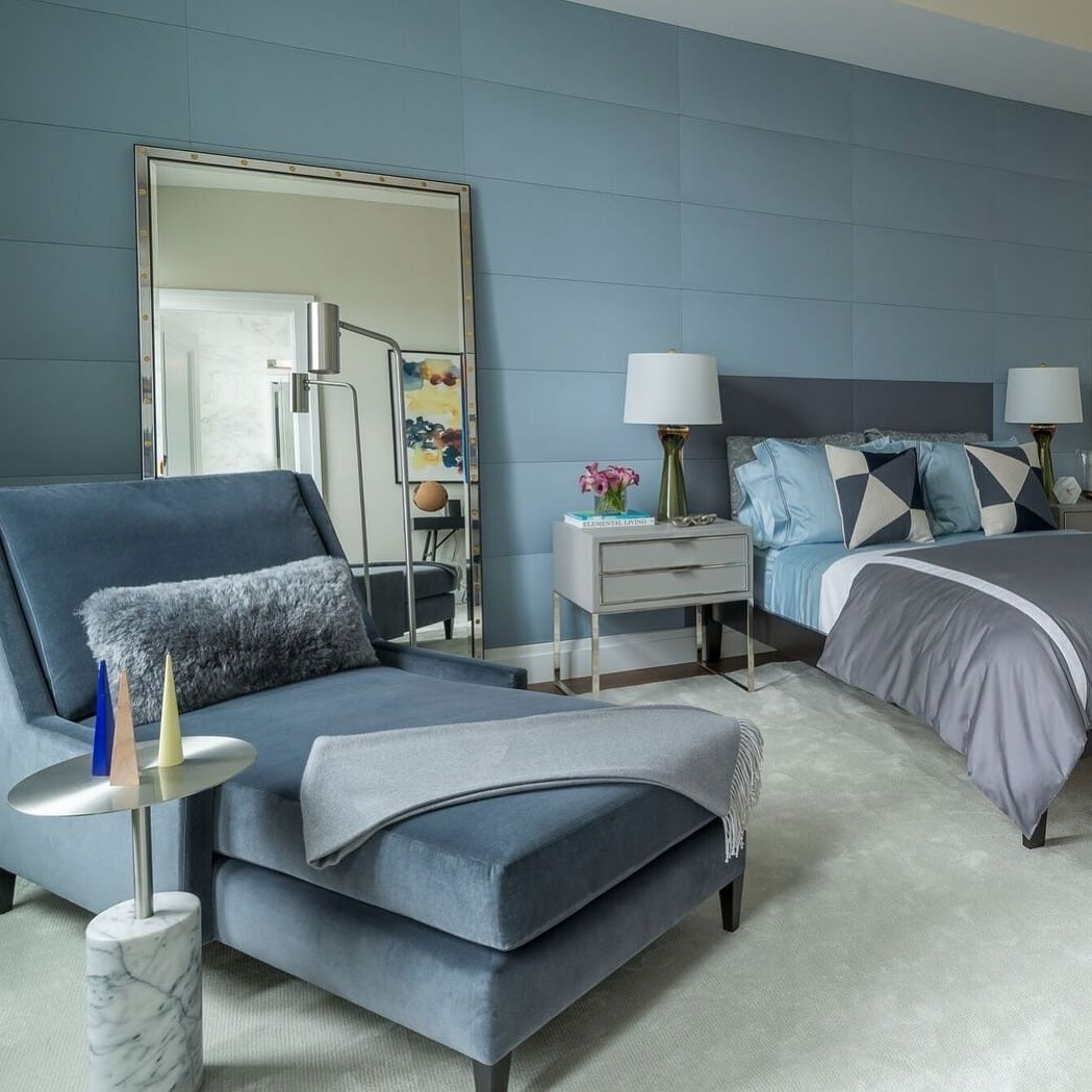 16. Powder Blue Modern Luxe - blue wall bedroom ideas