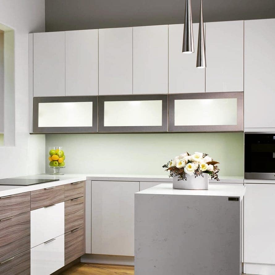 6. Contemporary White and Ash-Toned Kitchen - small white kitchen ideas