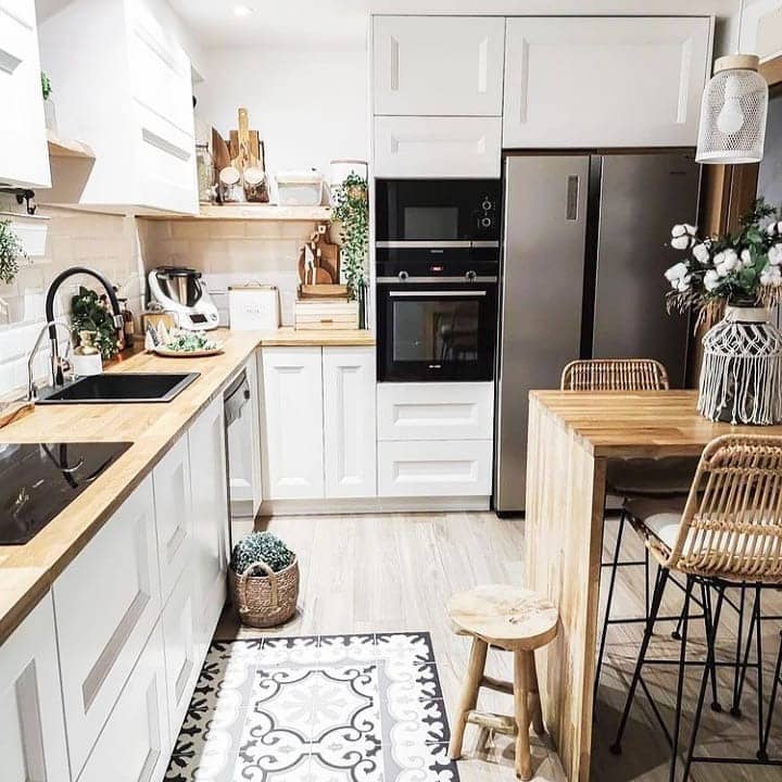9. Rustic White Kitchen with Natural Texture - small white kitchen ideas
