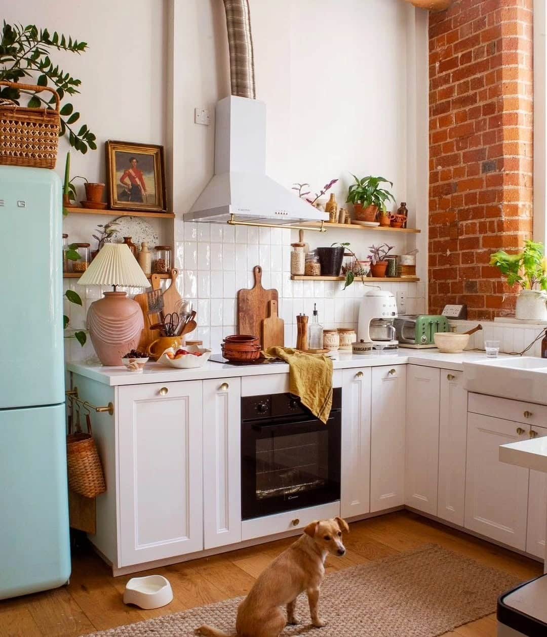 14. Eclectic White Kitchen with Rustic Charm - small white kitchen ideas