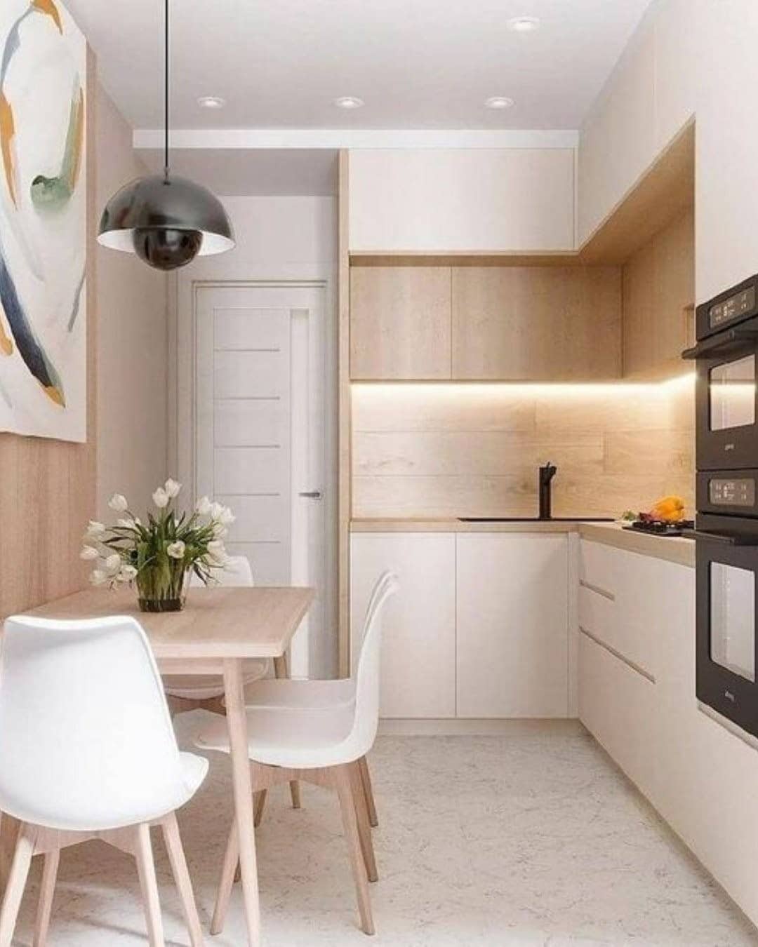 18. Lightwood and White Kitchen with Modern Warmth - small white kitchen ideas