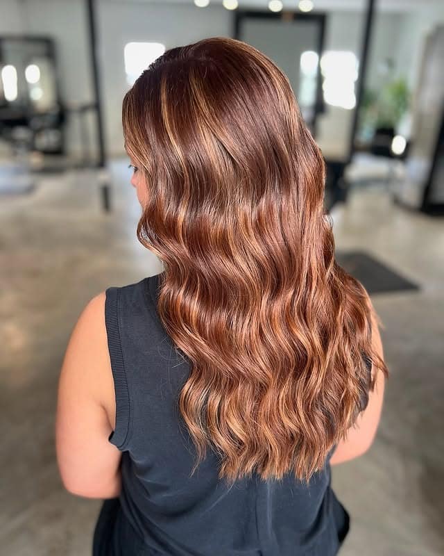 11. Copper Mocha Waves - Redhead Hair with Highlights