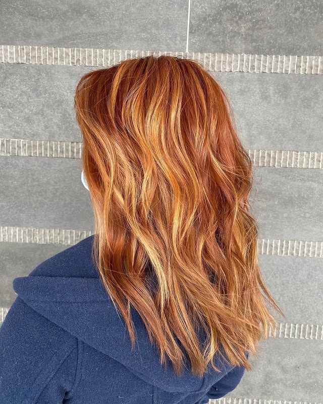 12. Amber Sunrise Texture - Redhead Hair with Highlights