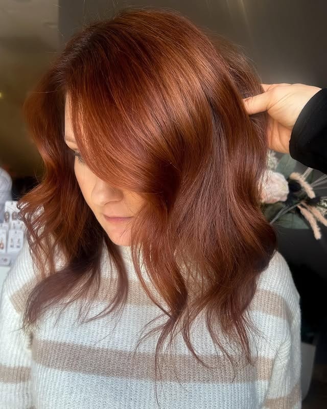14. Rich Auburn Flow - Redhead Hair with Highlights