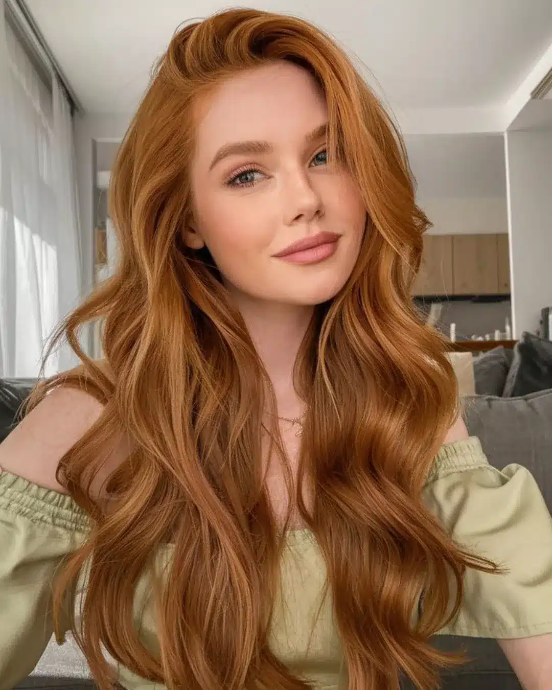 21. Golden Copper Cascade - Redhead Hair with Highlights