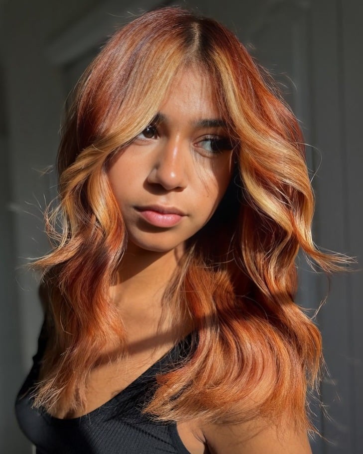 22. Amber Sunrise Highlights - Redhead Hair with Highlights