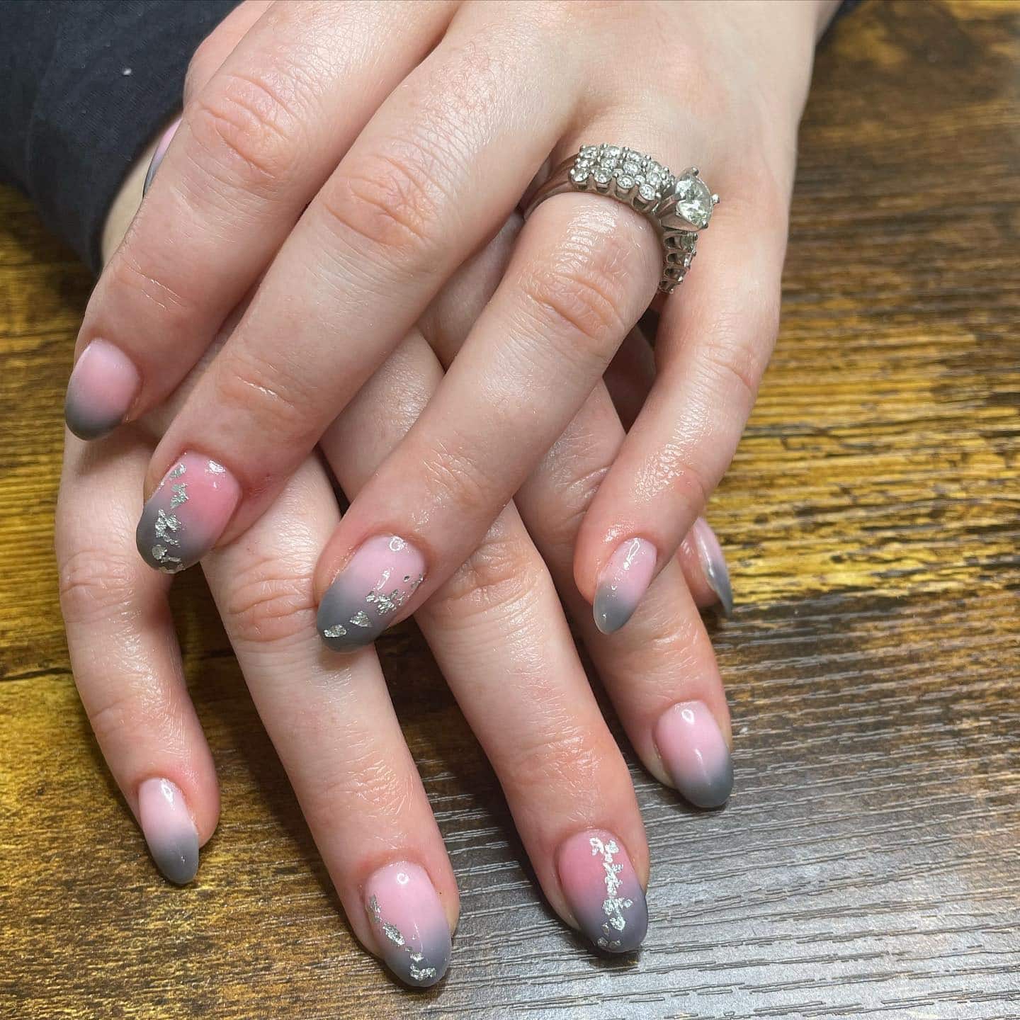 3. Smoky Gray Gradient with Silver Foil - pink and gray nail ideas