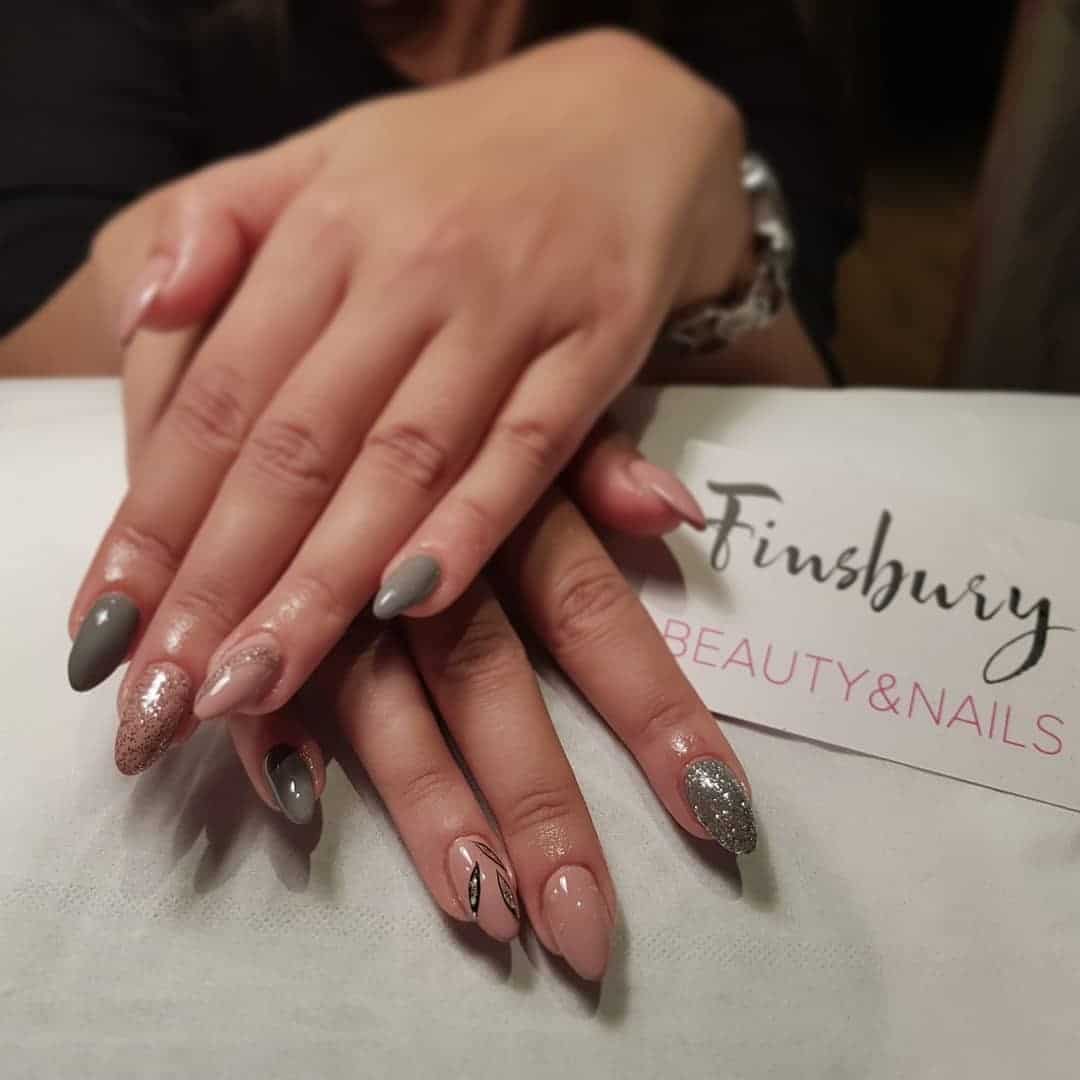 6. Modern Neutral Glamour - pink and gray nail ideas