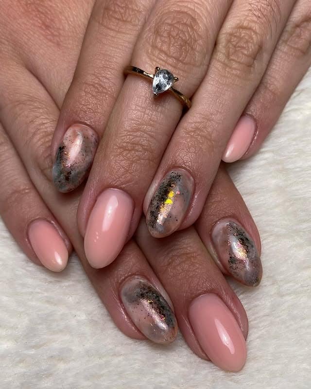 7. Marble Glow Perfection - pink and gray nail ideas