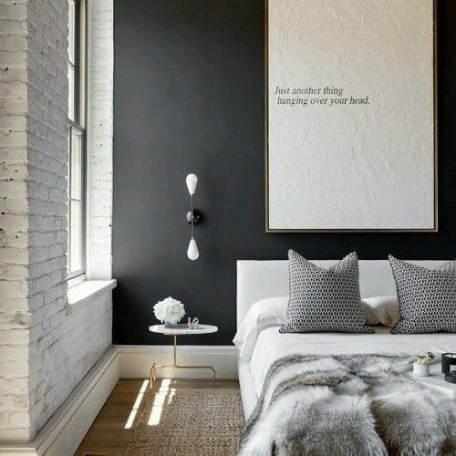 3. Urban Contrast with Textural Precision - dark gray bedroom ideas