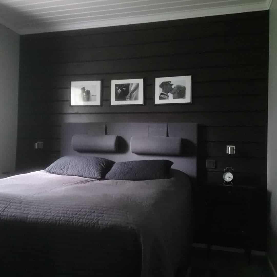 10. Timeless Charcoal with Soft Geometry - dark gray bedroom ideas