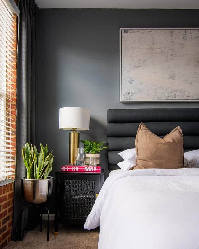 15. Modern Simplicity with Organic Touches - dark gray bedroom ideas
