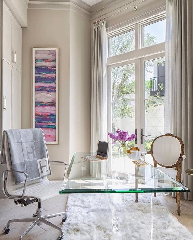 3. Modern Clarity in Pastel Light - feminine home office ideas