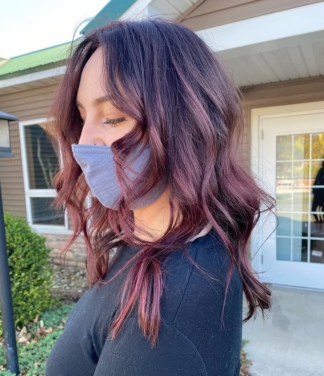 6. Rosé Blended Tousle - Wine Hair Color