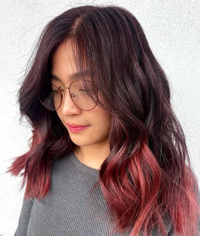 8. Mulberry Fade Balayage - Wine Hair Color