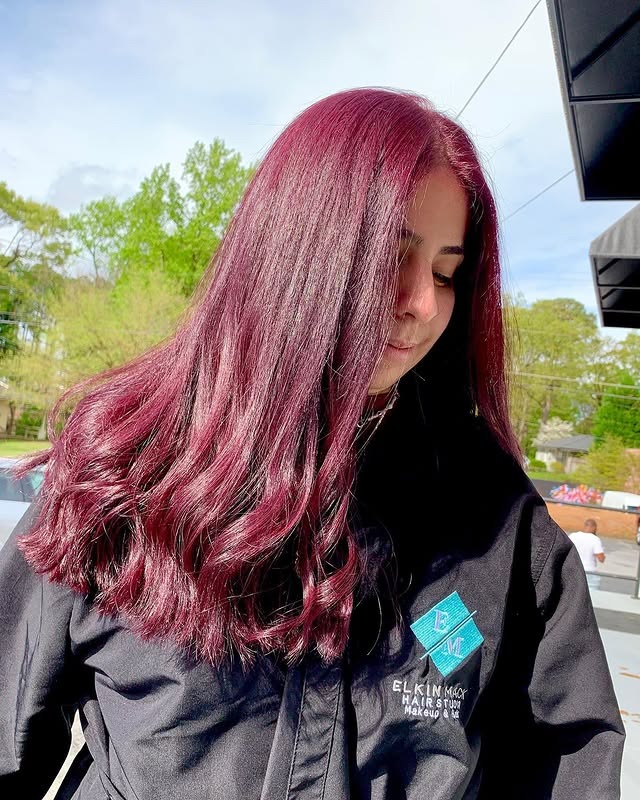 9. Glossy Sangria Lengths - Wine Hair Color