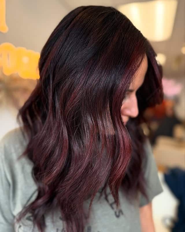 11. Plum Noir Waves - Wine Hair Color