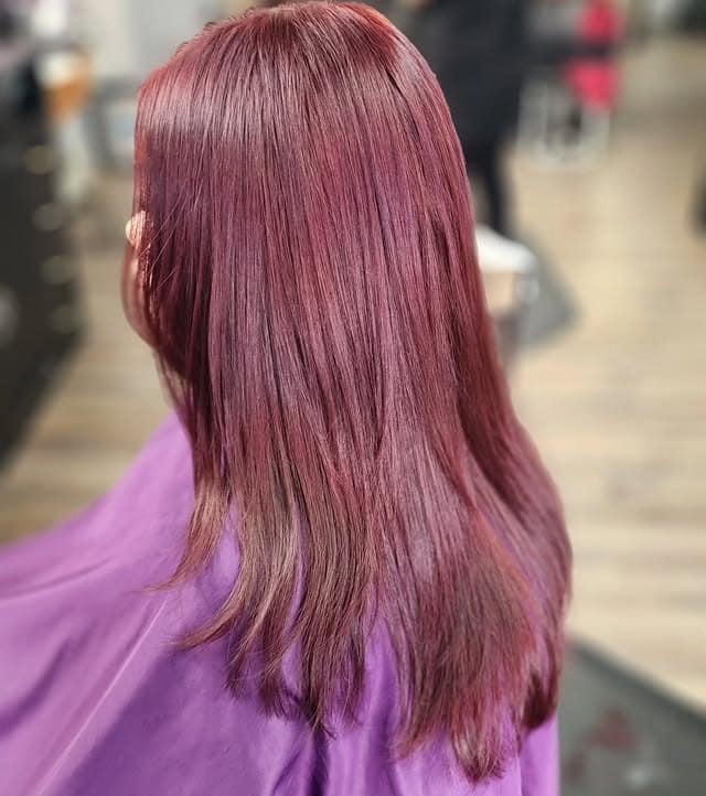 13. Rosy Merlot Sheen - Wine Hair Color