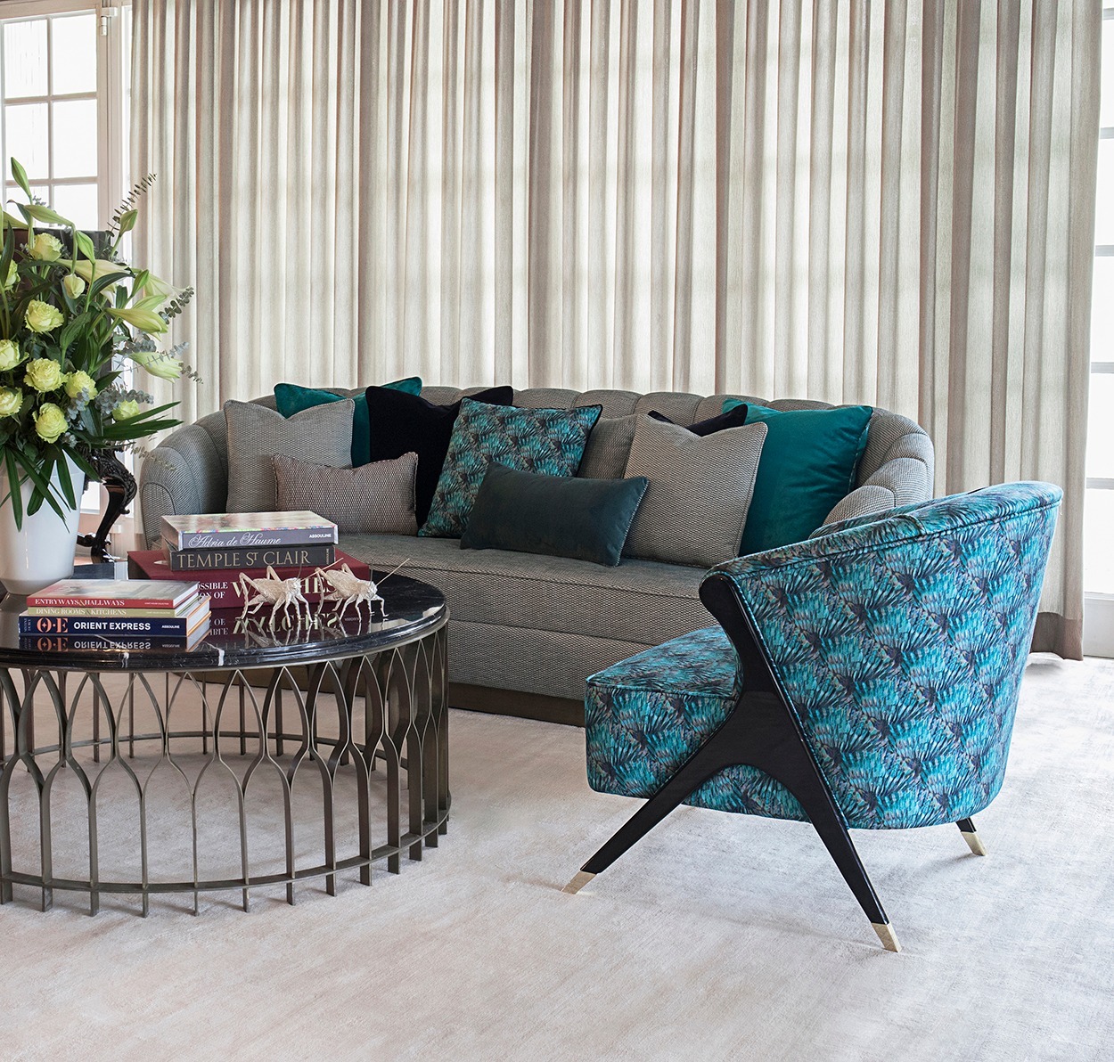 1. Elegant Teal Accent Harmony - gray and blue living room ideas