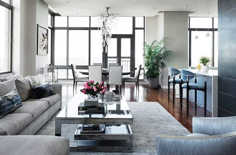 8. Sophisticated City Elegance in Blue and Silver - gray and blue living room ideas