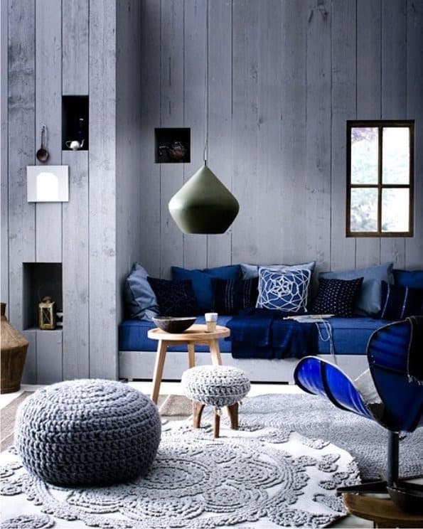 9. Textured Blue Retreat with Cozy Layers - gray and blue living room ideas
