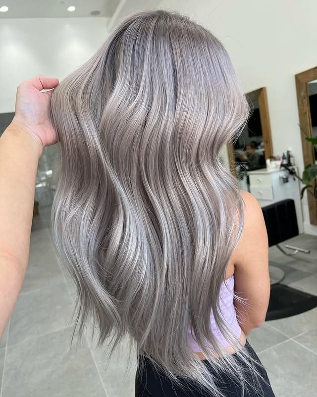 16. Silver Smoke Flowing Layers - Summer Hair Color