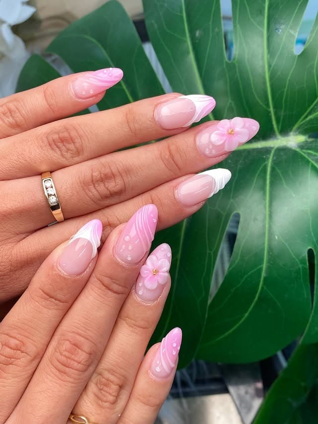 7. Blossom Pink French Chrome - pink chrome nail ideas