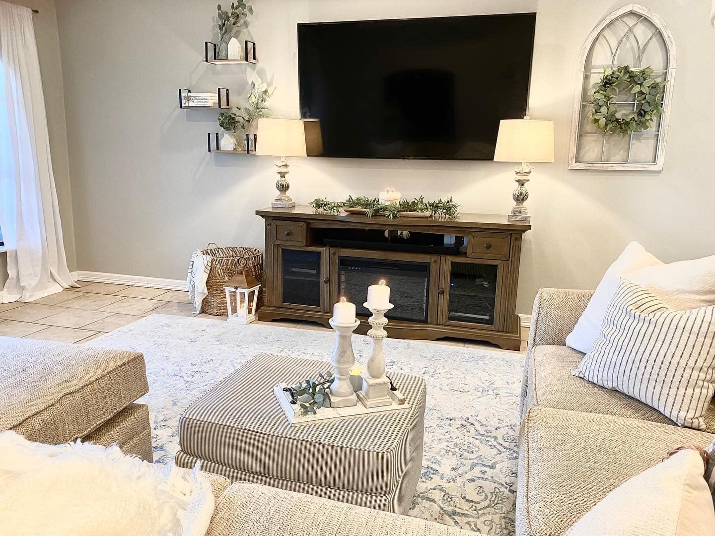 1. Cozy Neutrals with Rustic Charm - modern farmhouse living room ideas