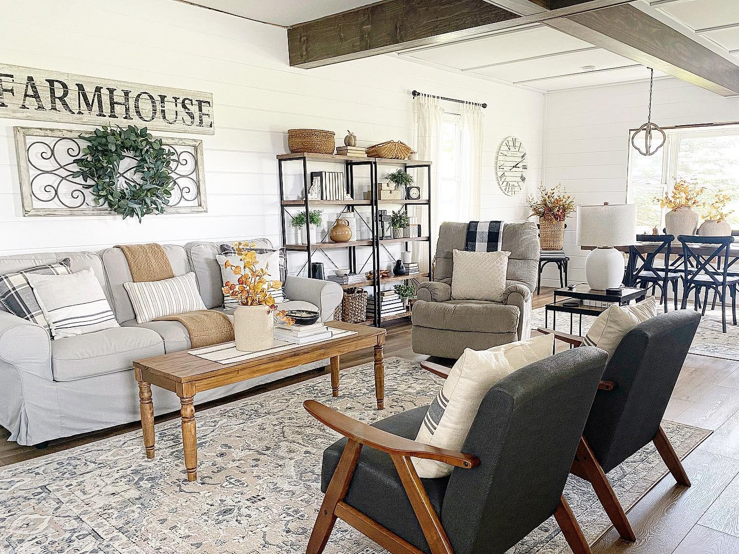 2. Classic Farmhouse with Modern Warmth - modern farmhouse living room ideas