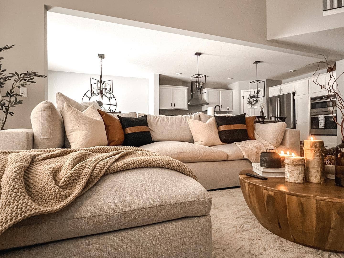 7. Warm Textures and Soft Contrast - modern farmhouse living room ideas