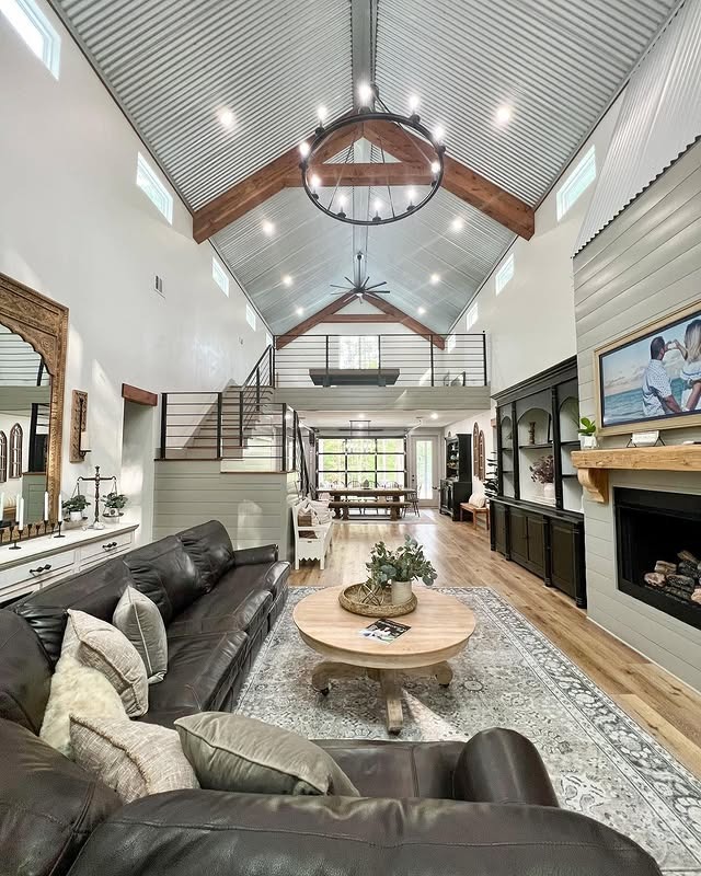 9. Lofted Farmhouse Elegance - modern farmhouse living room ideas