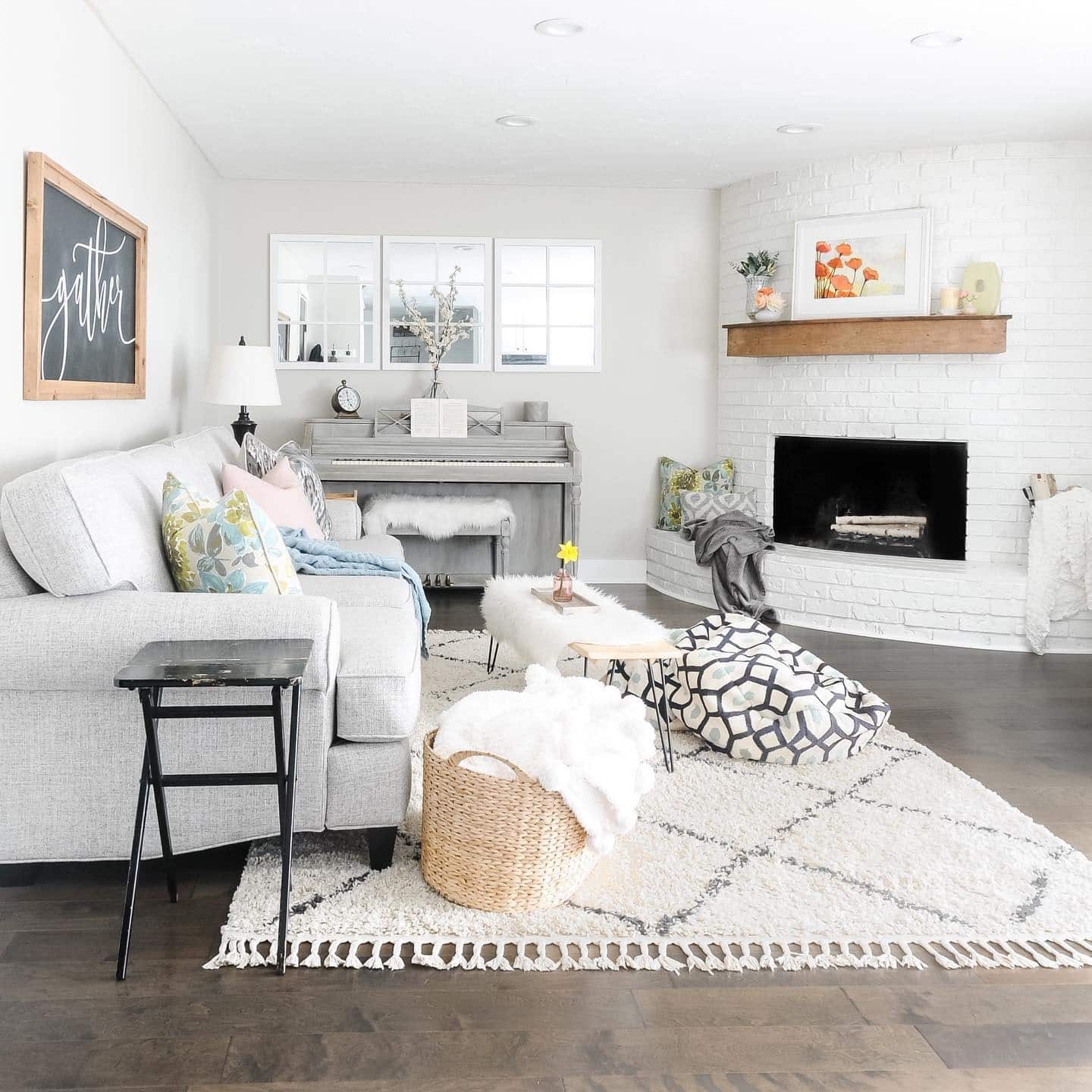 12. Bright Farmhouse Comfort - modern farmhouse living room ideas