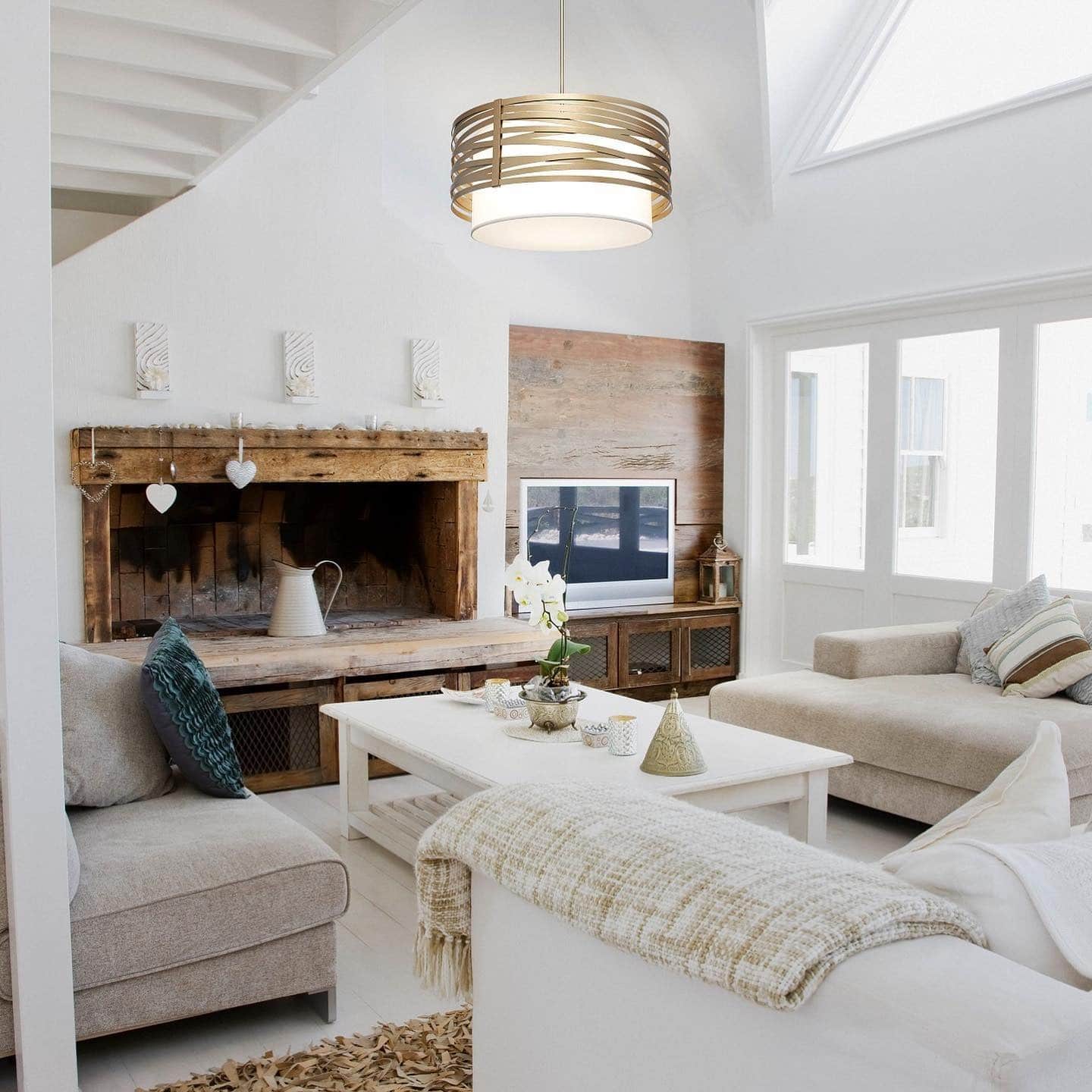 15. Rustic Elegance with Natural Texture - modern farmhouse living room ideas