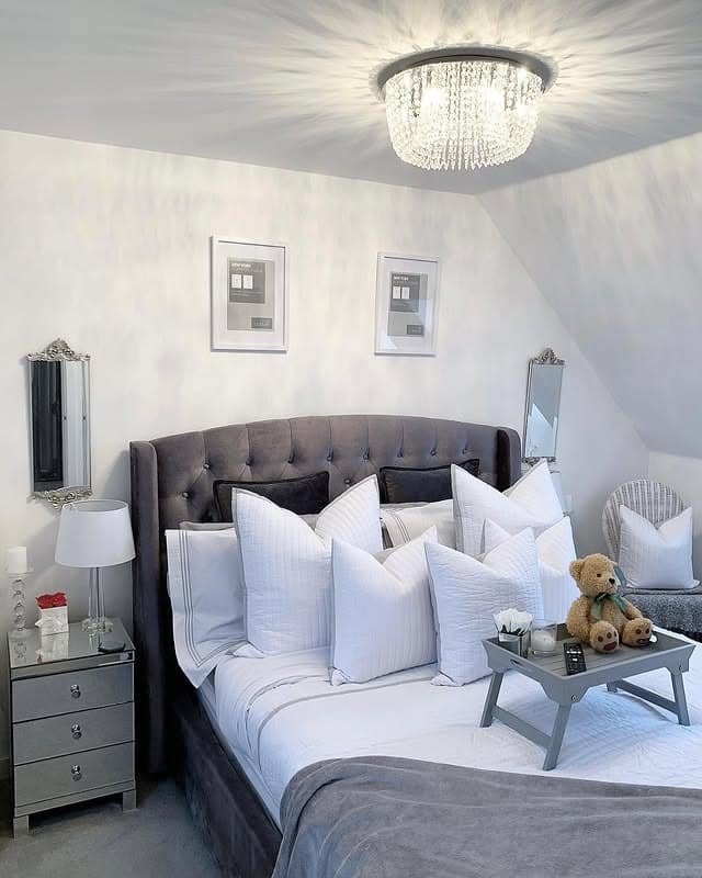 16. Refined Comfort in Charcoal and White - main bedroom ideas