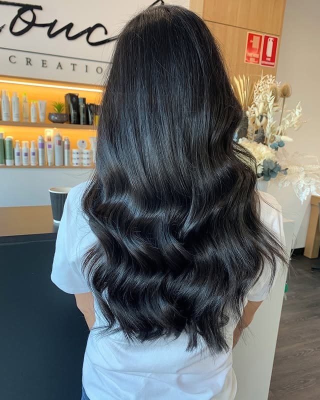 11. Glossy Espresso Waves - Long Hairstyles for Women