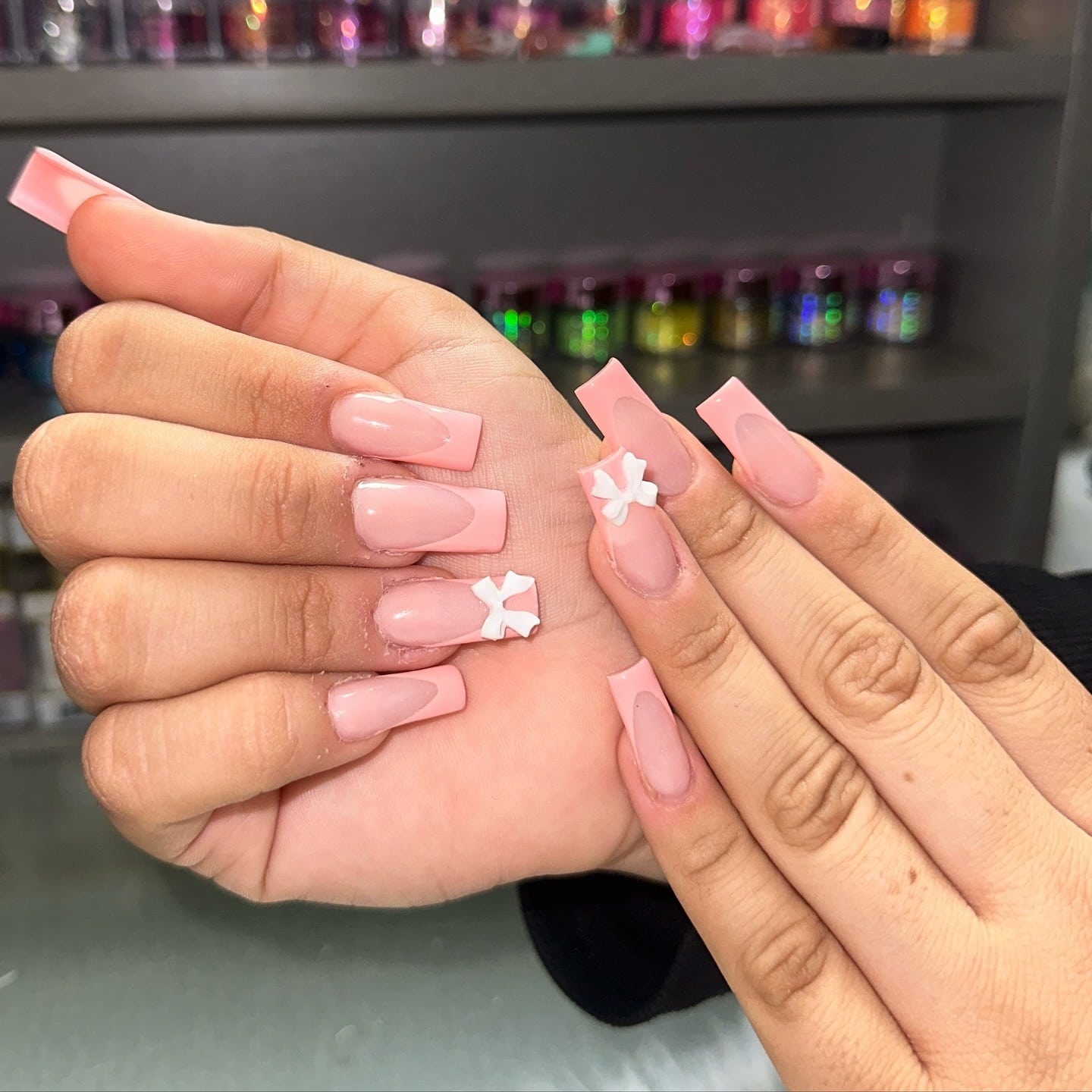 2. Soft Square French with 3D Bow Accent - pink french nail ideas