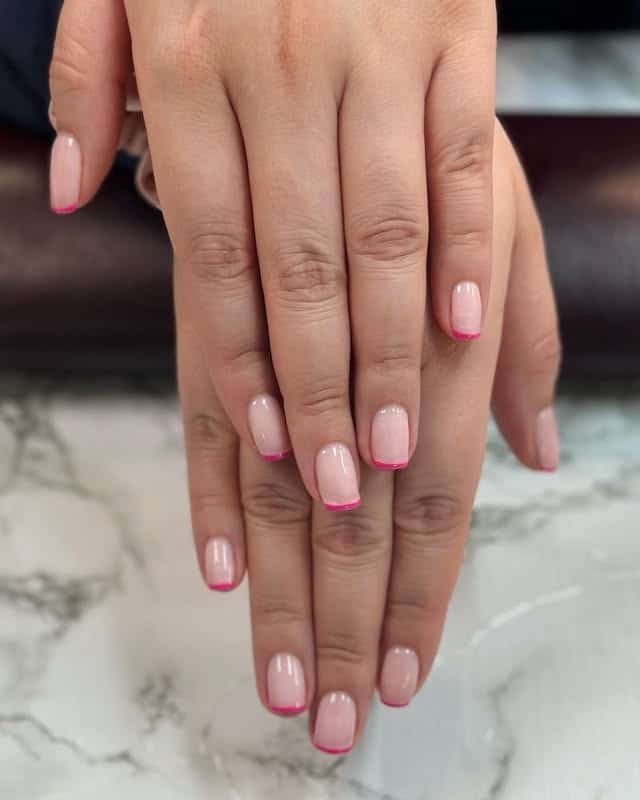 11. Short Pink Edge French Elegance - pink french nail ideas