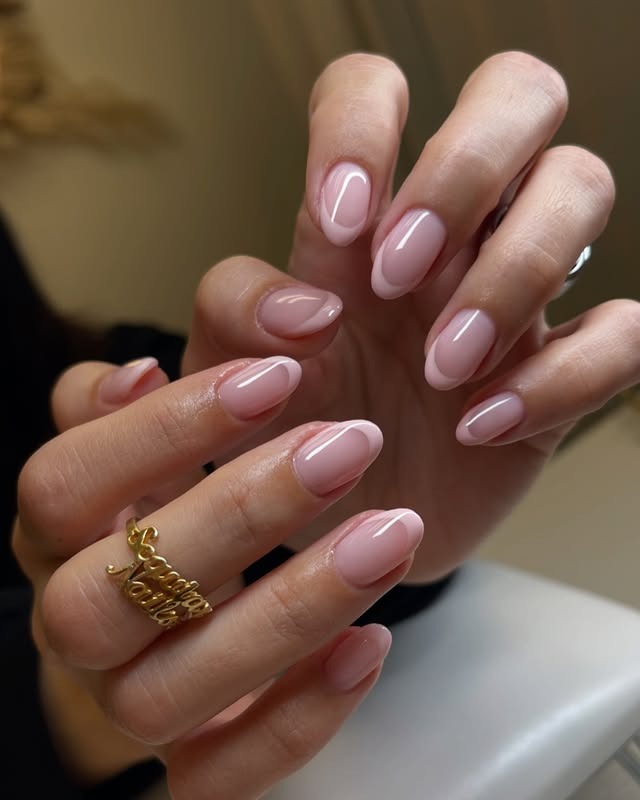 14. Milky Blush French Contour - pink french nail ideas