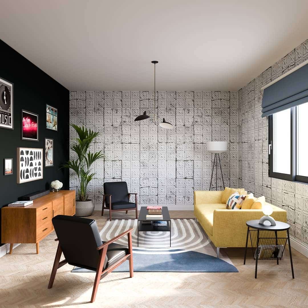 4. Retro Revival with Industrial Edge - industrial living room ideas