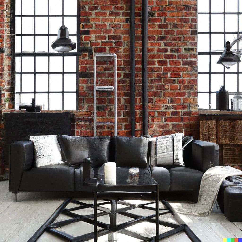 8. Minimal Brick & Metal Harmony - industrial living room ideas