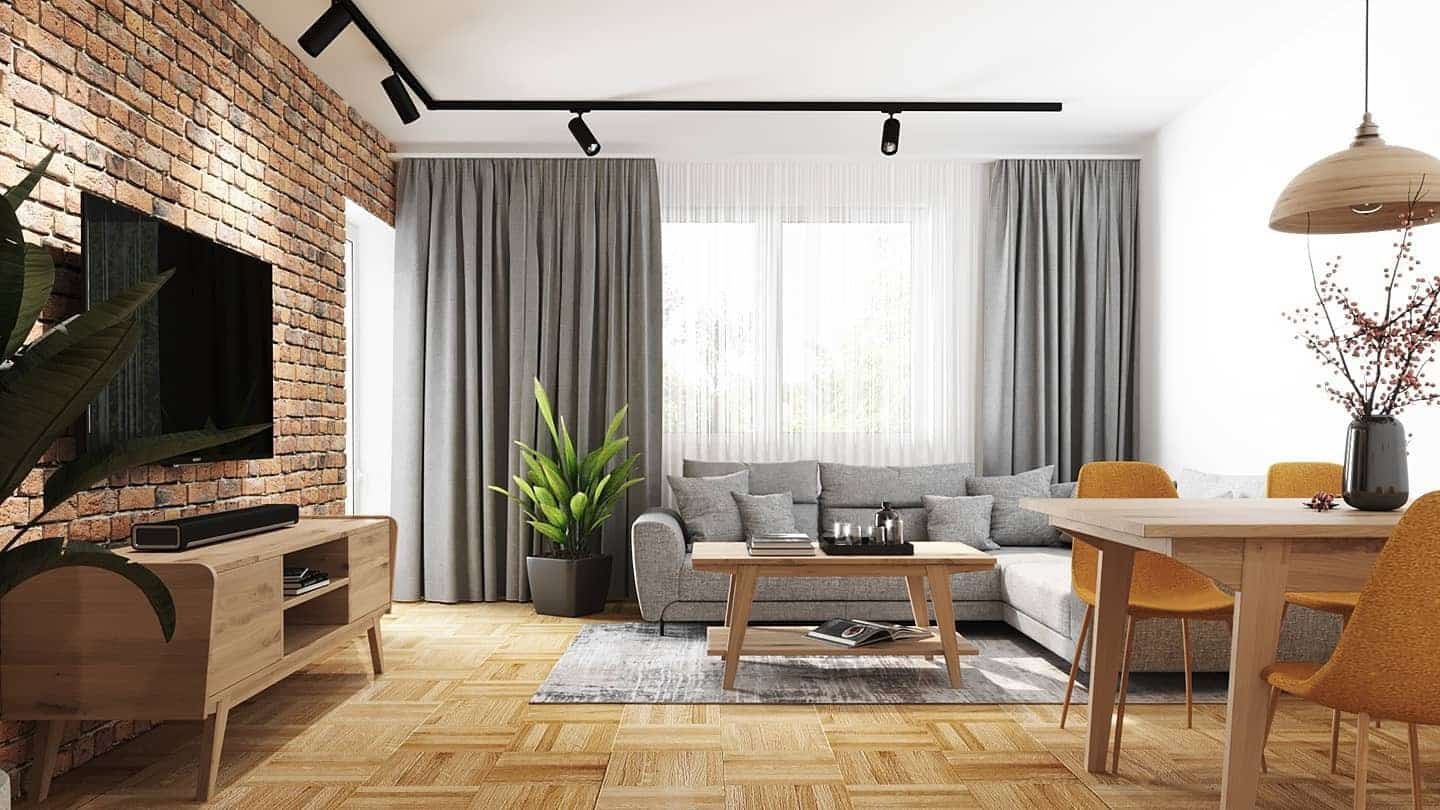 10. Brick & Birch Industrial Blend - industrial living room ideas