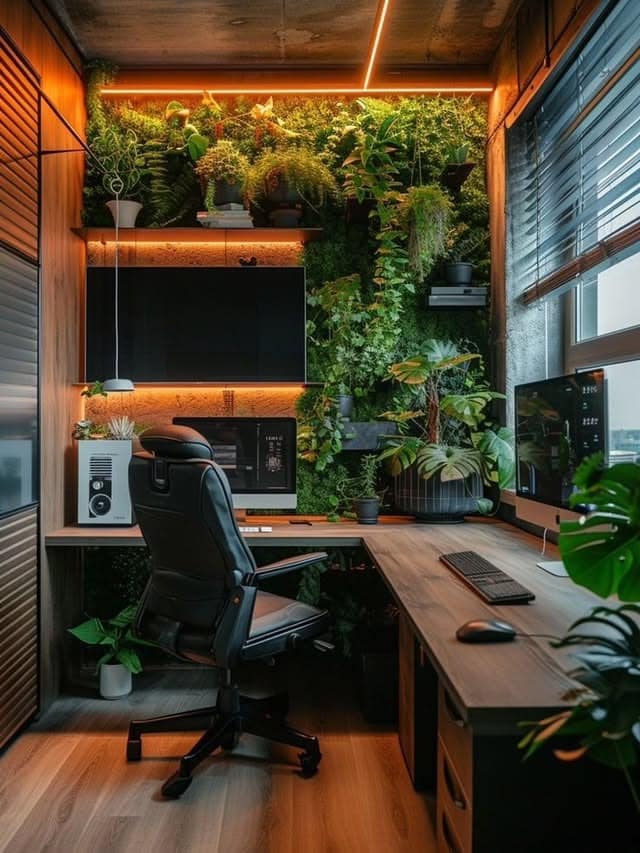 5. Biophilic Energy with Modern Warmth - small therapy office decor ideas