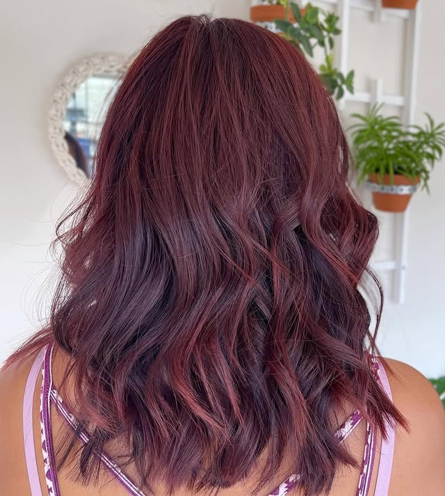 5. Deep Plum Waves - Red Brown Hair Color