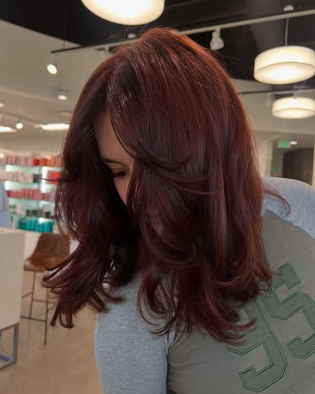 6. Rich Merlot Layers - Red Brown Hair Color