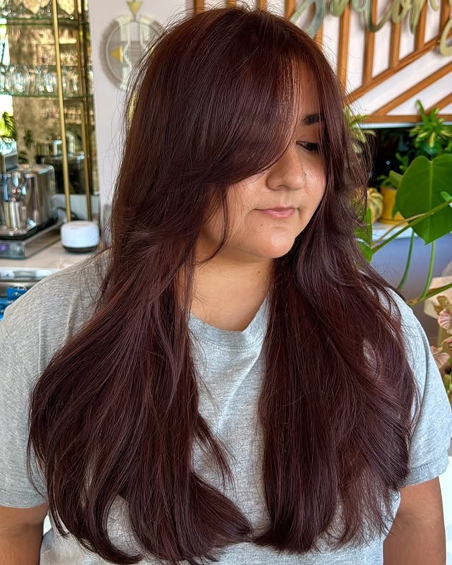 22. Cocoa Red Layered Flow - Red Brown Hair Color
