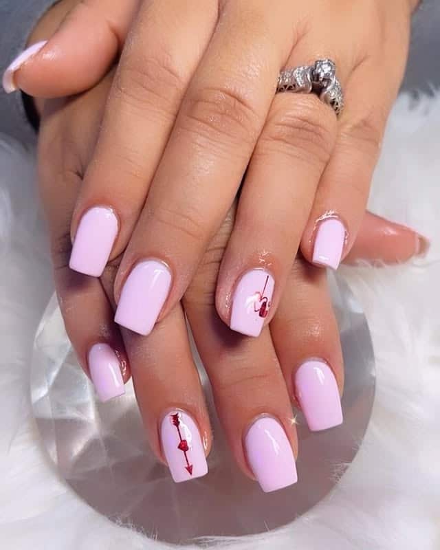 1. Soft Pink Square Nails with Heartbeat Accent - pink valentine nail ideas