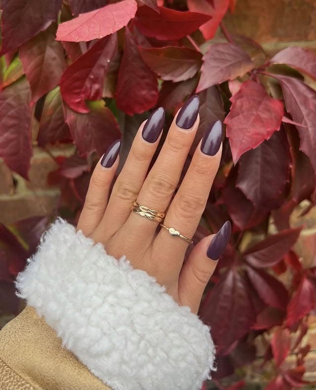 1. Deep Plum Elegance with Almond Tips - plum nail ideas
